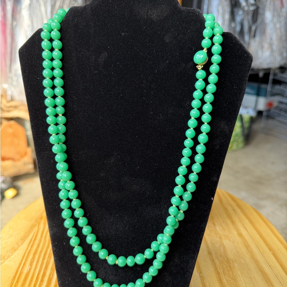 Vintage Green Beaded Necklace